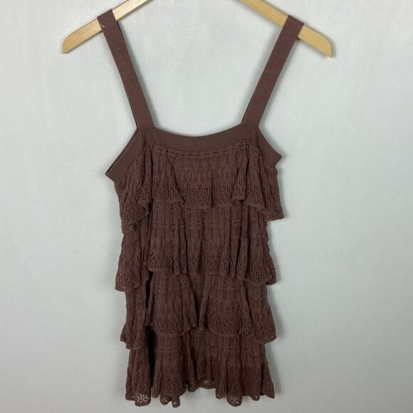 Anthropologie Moth Brown Tiered‎ Layer Ruffle Tunic Top Size XS Bohemian Boho - Picture 9 of 10